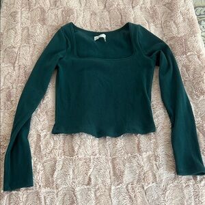 Hollister Teal Long Sleeve Square Neck Top